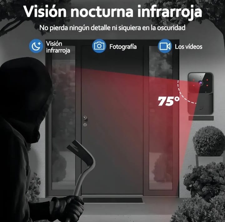 Timbre Inteligente con Cámara Wifi HD - Vigila tu hogar desde el móvil (Visión Nocturna)